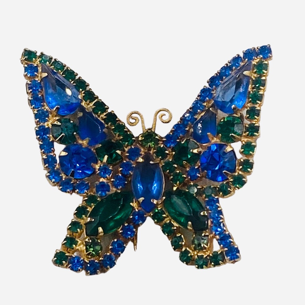 Rare Vintage Kramer Rhinestone Butterfly Fur Clip